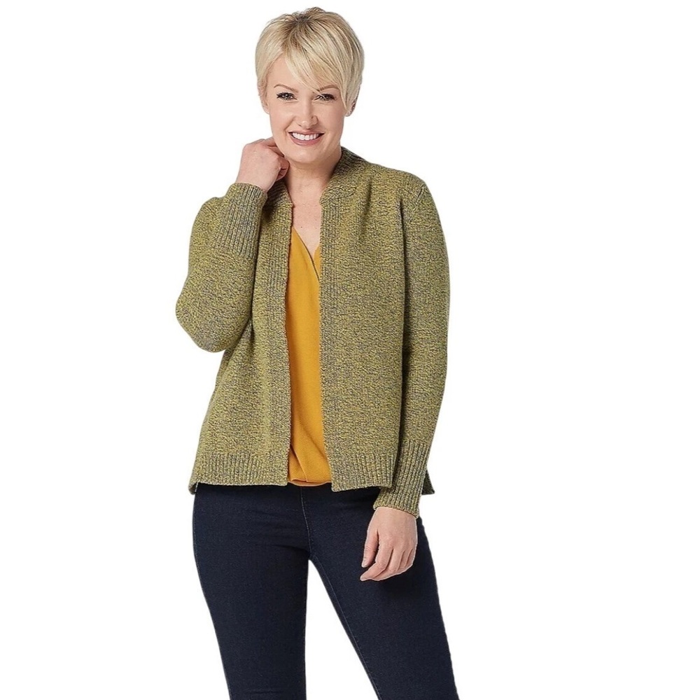 Fisherman Out of Ireland Merino Wool & Cashmere Blend Cardigan Lemon Gray XL